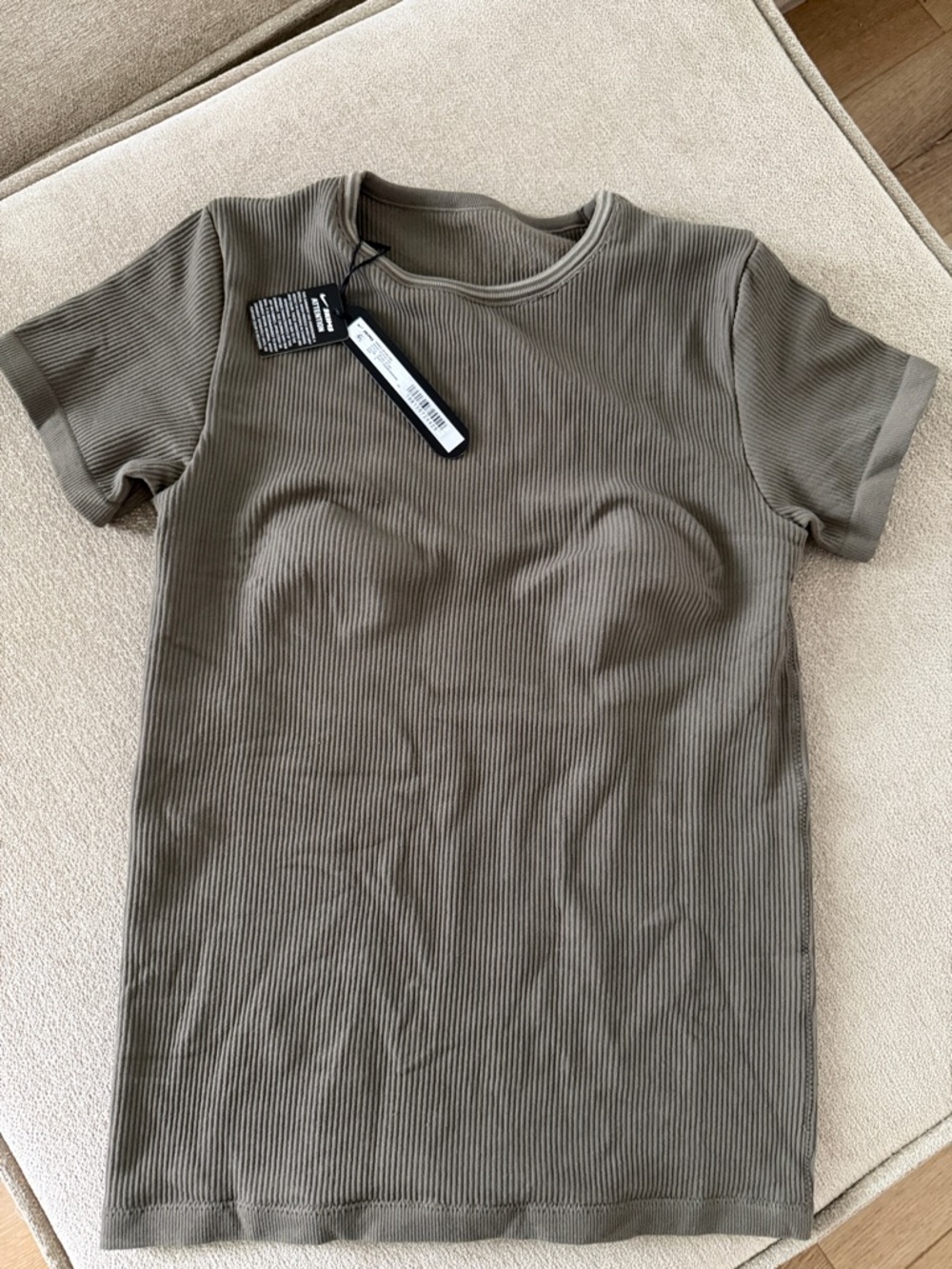SKIMS Ribbed Short-Sleeve Tee in Olive